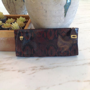 Kate Landry Genuine Leather Snake Skin Clutch,NWOT